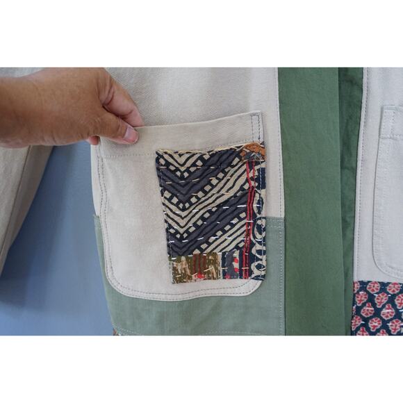 Hamid Holloman Men Patchwork Kimono Cardigan M Casual French Workwear Jacket - Picture 10 of 16